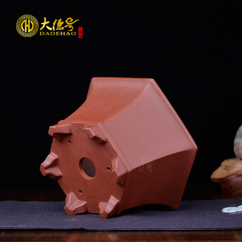宜兴精品紫砂花盆扁带矮种兰花六方花盆文竹盆景盆栽吊兰花卉绿植