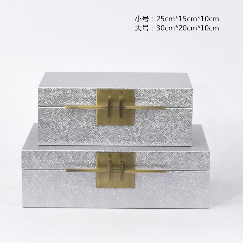 新中式软装设计样板房间美式皮质首饰盒客厅项链收纳盒装饰品摆件