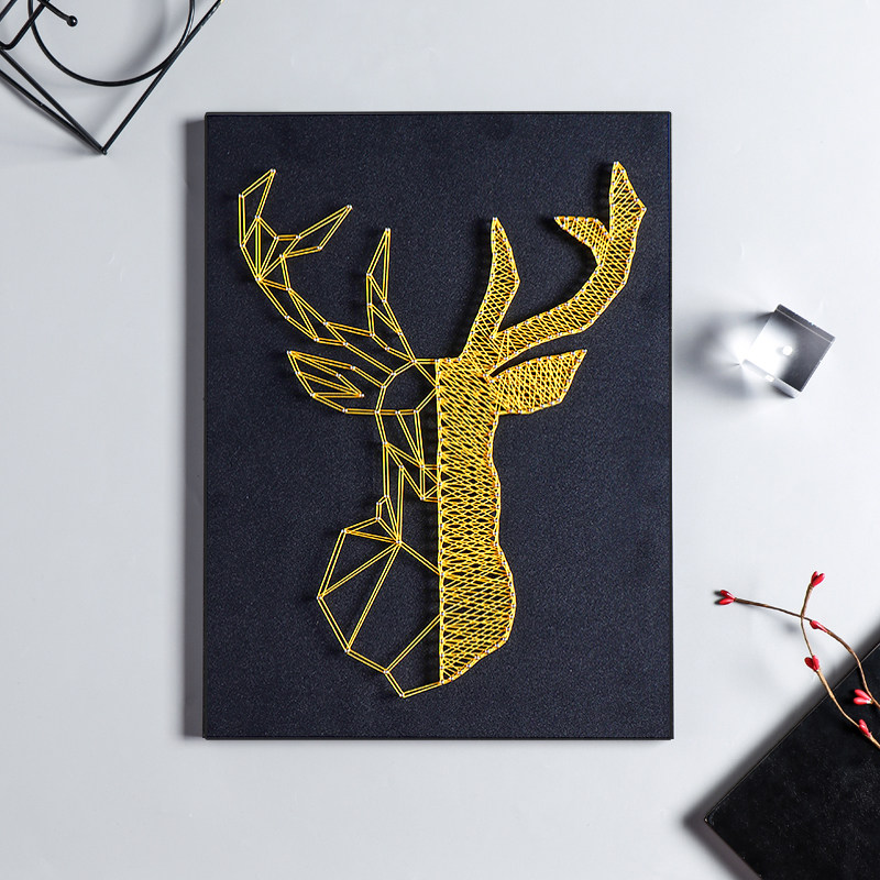 钉子绕线画 diy手工制作材料包立体钉子画纱线画弦丝画装饰画定制