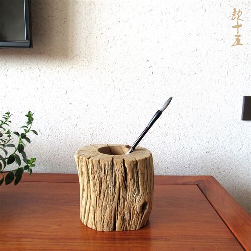精选天然胡杨木原木笔筒摆件客厅电视柜书房办公室家居装饰艺术品