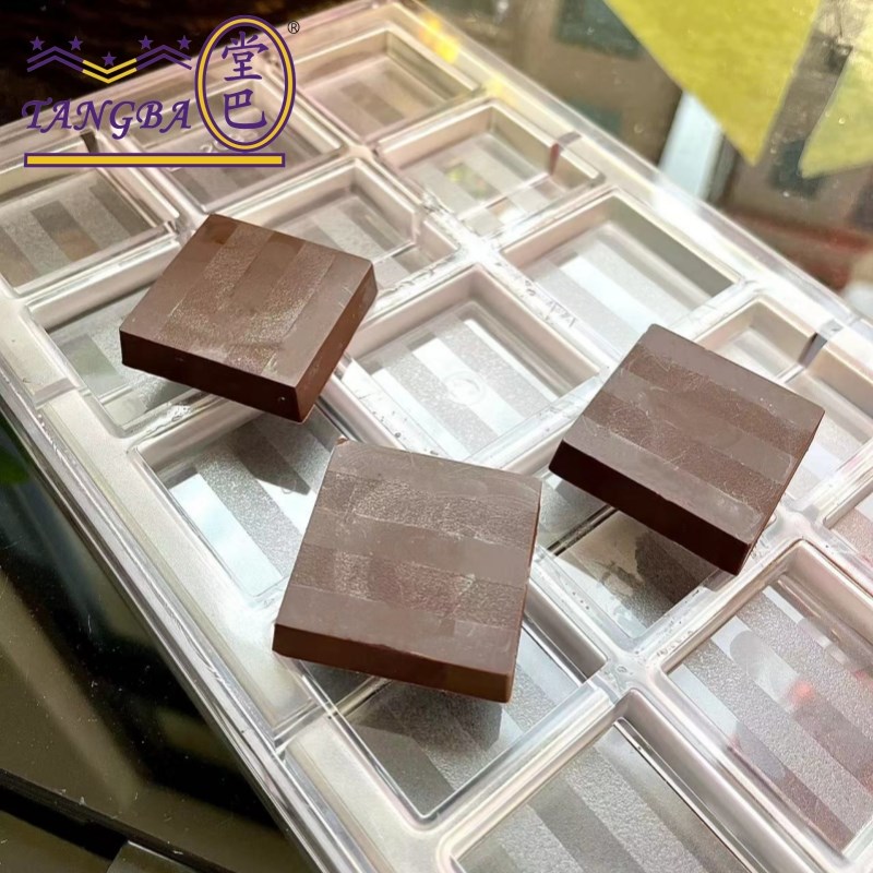 tangba堂巴 20g 坚果方块条纹巧克力模具 正方形手工巧克力糖果模