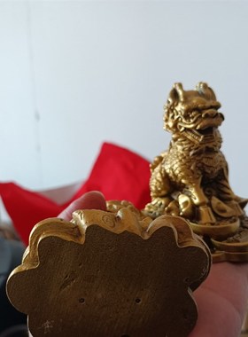 铜麒麟摆件公母一对镇宅招财壁刀路冲子嗣窗台书房办公室反弓天斩