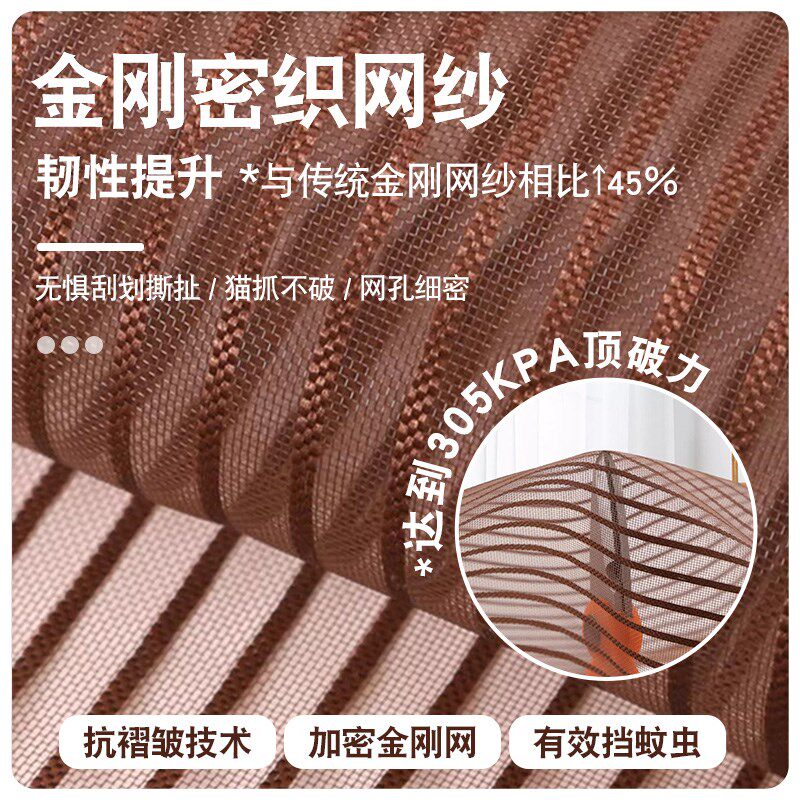 中式帘头防蚊门帘磁吸纱门金刚网家用阳台推拉门落地窗网纱窗粘贴