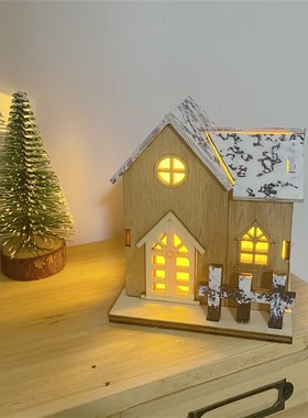 雪中小屋发光小木屋小房子拍照道具 桌面创意摆件 圣诞节装饰礼物