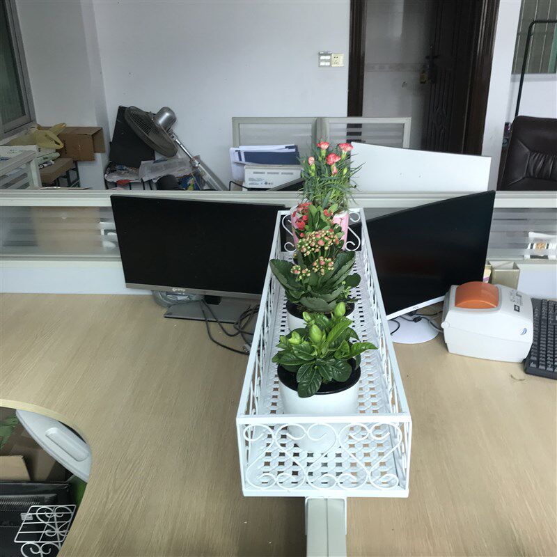 办公室文件收纳置物架 办公桌隔板绿萝花架 工位卡槽多肉盆栽花架