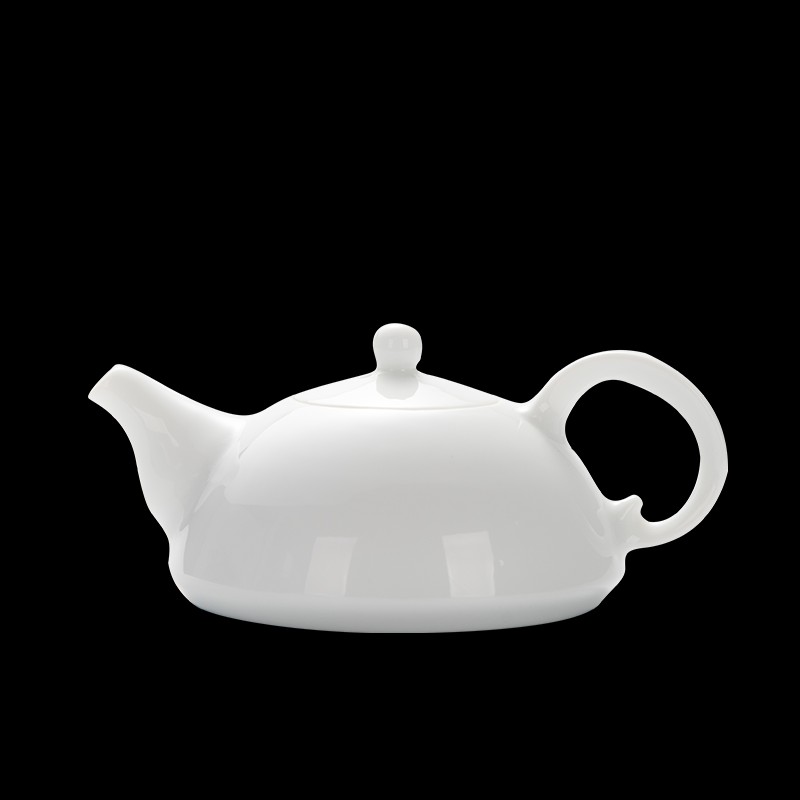 甜白釉高白瓷家用茶壶 景德镇陶瓷功夫泡茶壶大小号带把单壶加厚