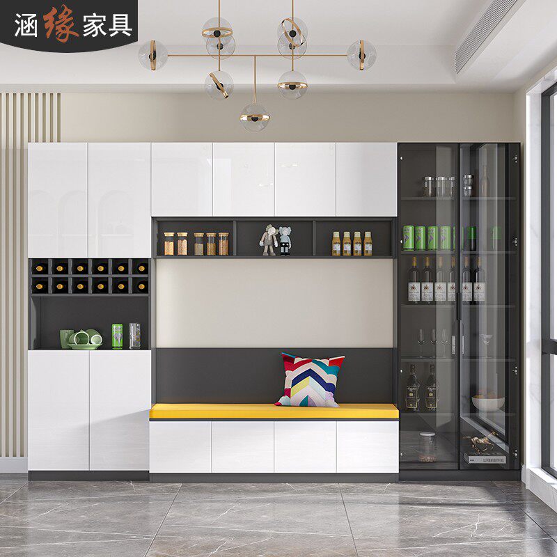 轻奢餐边柜酒柜一体靠墙家用客厅餐厅卡座定制小户型茶水柜储物柜