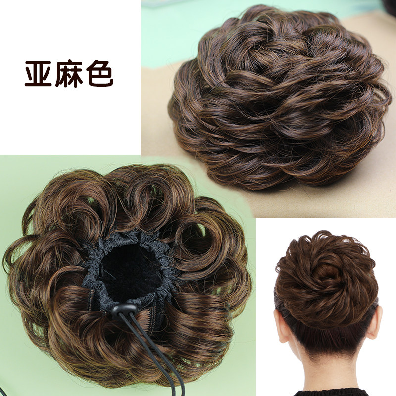 花朵假发真发花朵盘发包卷发造型自然器百变蓬松绑带丸子头包邮