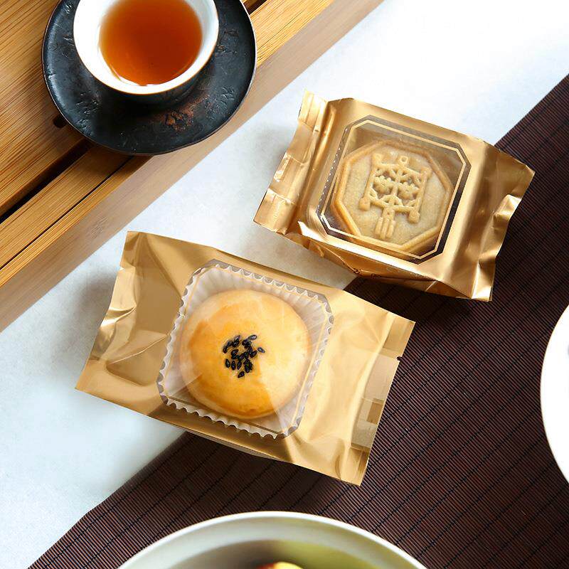 金色方框中秋月饼包装袋流心广式月饼机封袋50克80g档蛋黄酥袋