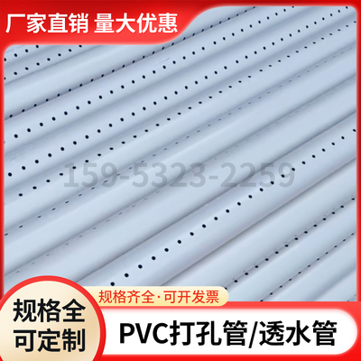 PVC穿孔管50/75/110/160打孔管透水管渗水管盲管花管PE管