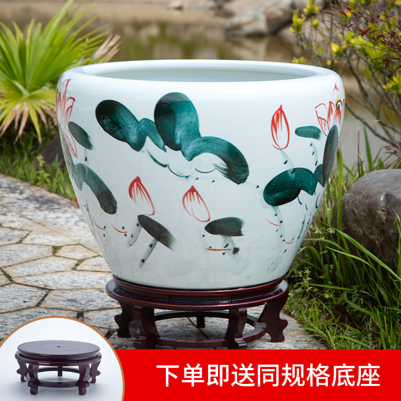 景德镇陶瓷鱼缸大号养金鱼缸客厅庭院睡莲碗莲荷花乌龟锦鲤书画缸