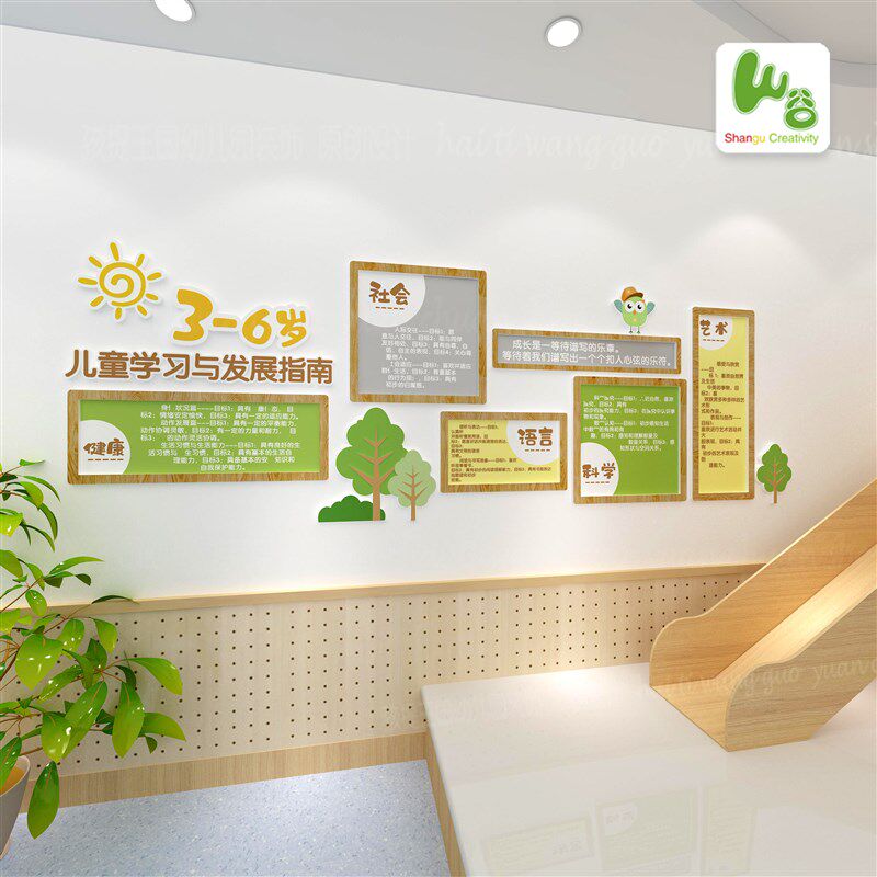 幼儿园文化墙 走廊环创装饰 3-6岁儿童发展指南