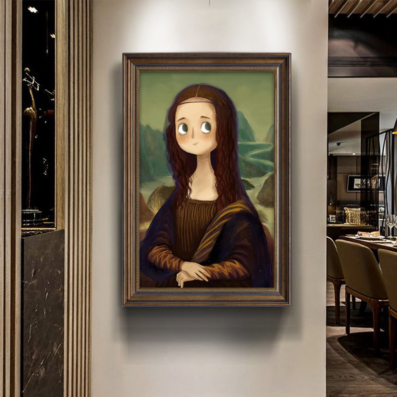 戴着珍珠耳环的少女油画世界名画创意玄关装饰画客厅挂画复古壁画