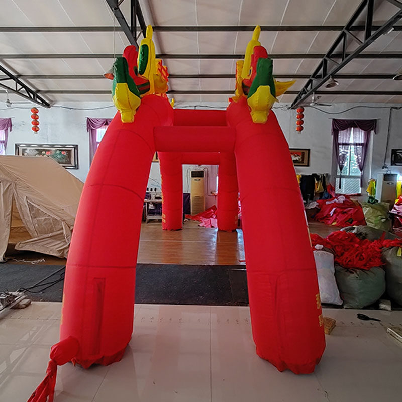 双龙双联庆典拱门开业充气彩虹门户外大型活动婚庆龙凤气模风机