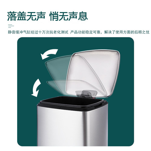 TTXC带盖不锈钢垃圾桶脚踩家用厨房酒店商用大号脚踏大容量卫生间