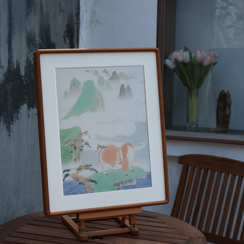 燕雷 新中式山水画肥马玄关过道走廊餐厅茶室禅意趣味样板间挂画