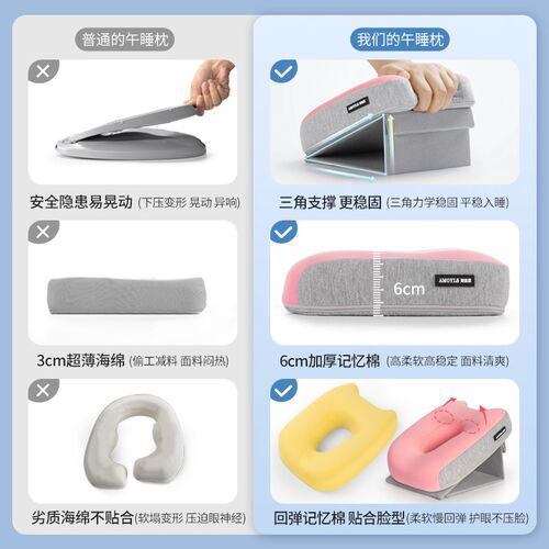 午睡枕办公室学生工位趴桌子专用神器午休枕头桌上教室夏季趴趴枕