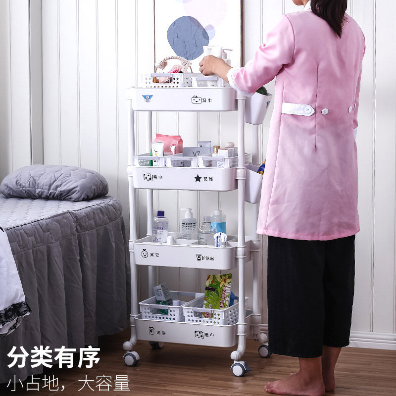 多功能美容院小推车三层塑料美容店美甲火罐多层带轮移动置物架子