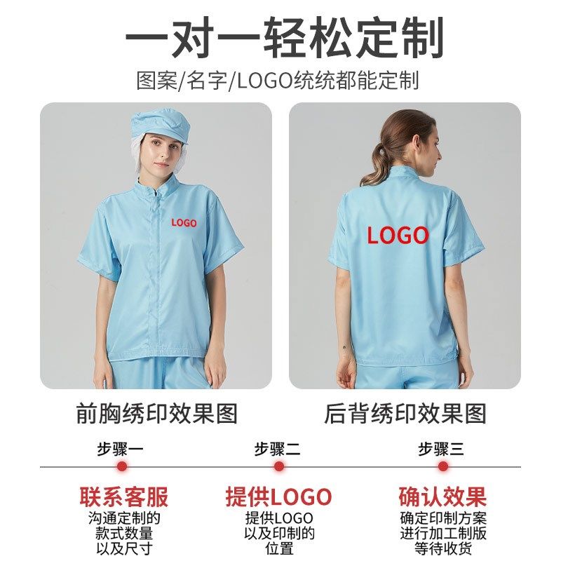 夏季食品厂工作服短袖套装白色车间透气工装中央厨房烘焙生产网帽
