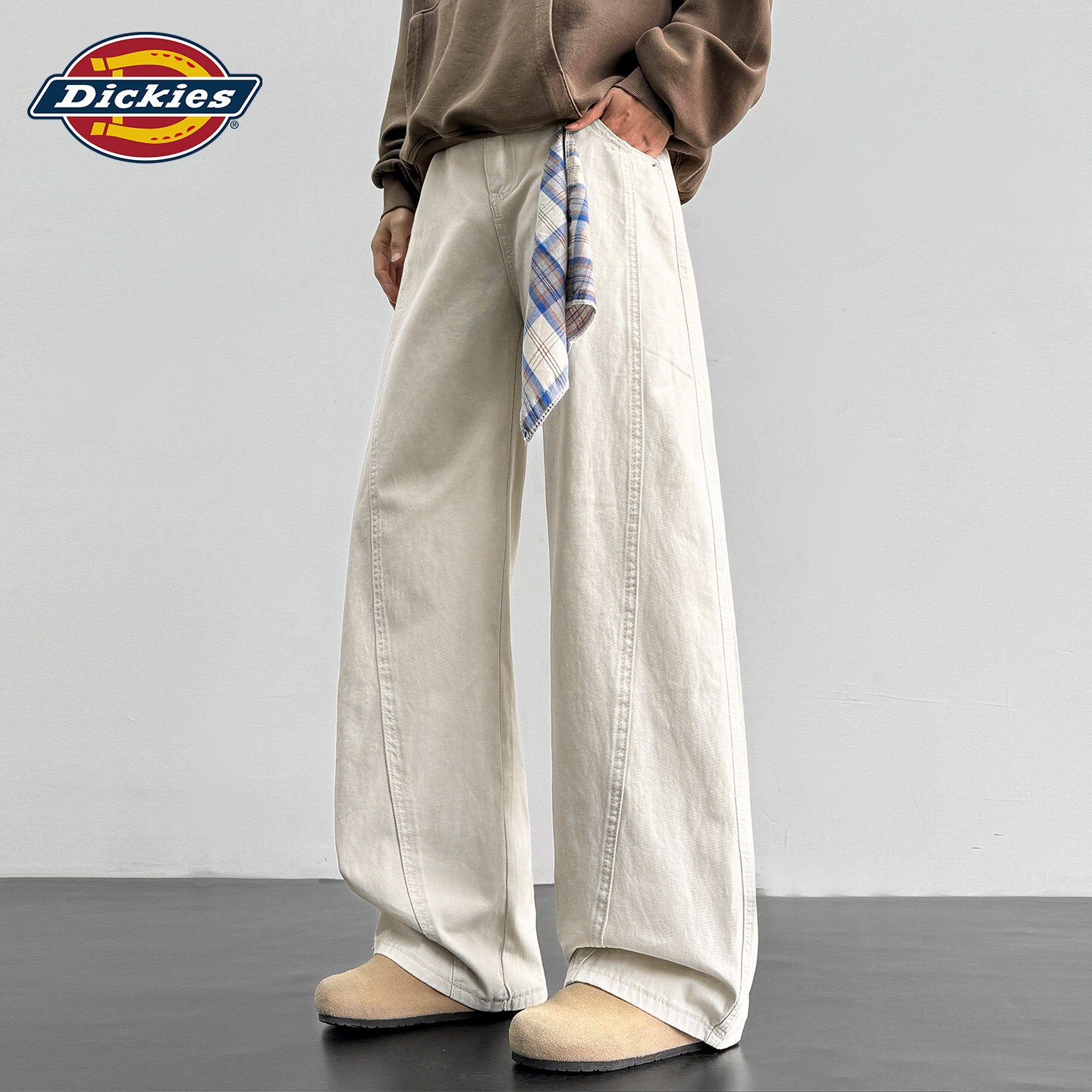 Dickies拼接阔腿牛仔裤男夏季