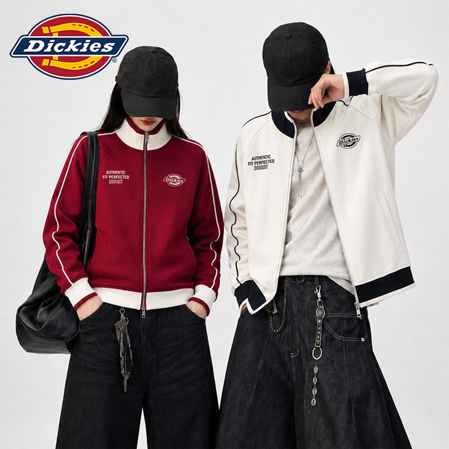 Dickies美式春秋立领男情侣款开衫卫衣潮流拉链休闲运动宽松外套