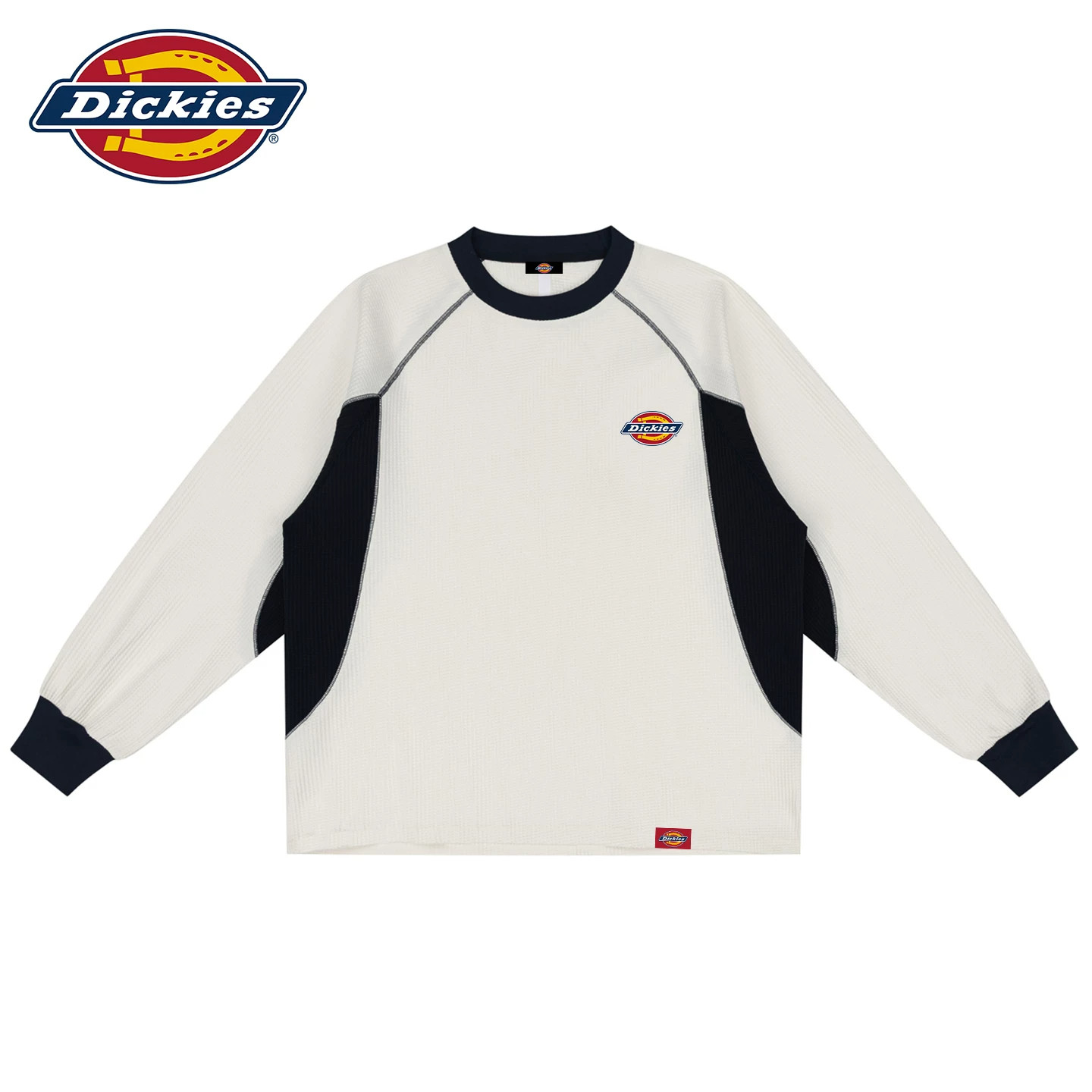 Dickies美式复古华夫格长袖情侣潮流宽松百搭撞色休闲内搭上衣