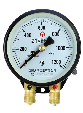 【大成】双针双管压力表YZS102 1000/1200/1600/2500kpa厂家直销