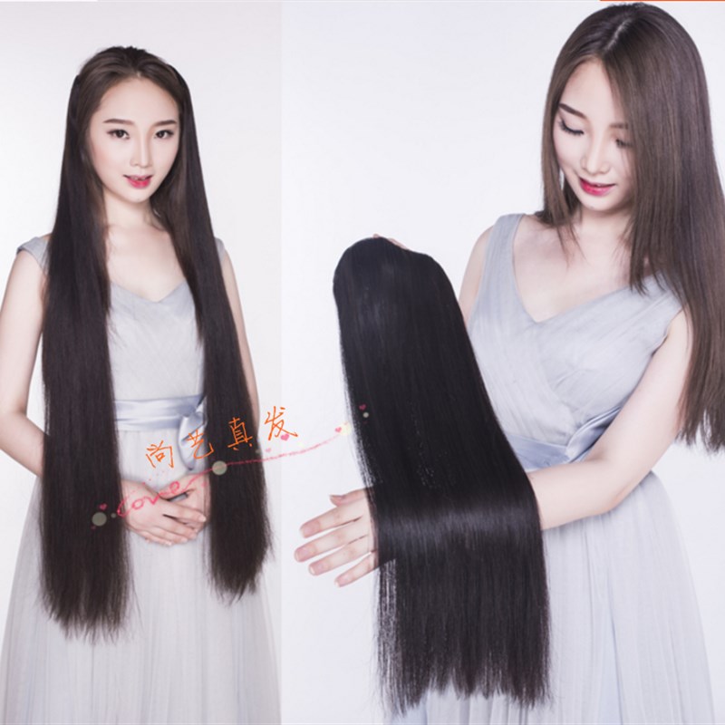 假发女真人发接发片 80长一片式超长直发隐形接发无痕接发片 真发