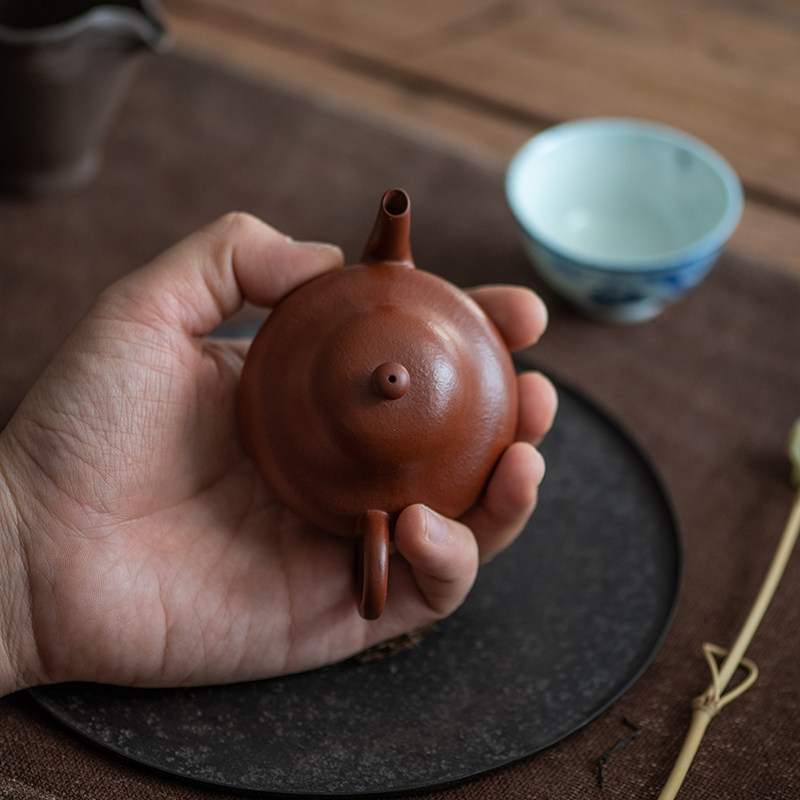 宜兴紫砂壶 茶具  名家许跃峰 大红袍梨皮朱泥 纯手工孟臣梨形壶