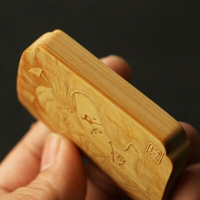 老玉竹留青雕刻46牌纯手工精工竹雕工艺品挂件把件文玩竹器竹雕