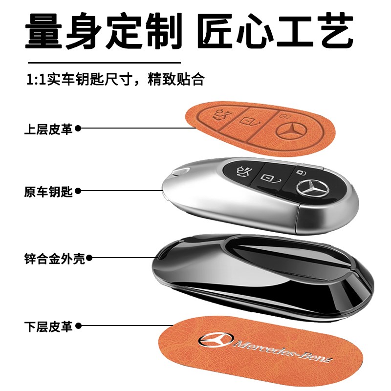 奔驰c260l钥匙套高级e300l女士glc新款a200l新款c200l高档S级壳扣图片