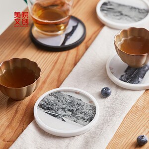 美院文创 瑞雪丰年雪景流沙杯垫茶垫中国风装饰桌面摆件生日礼物