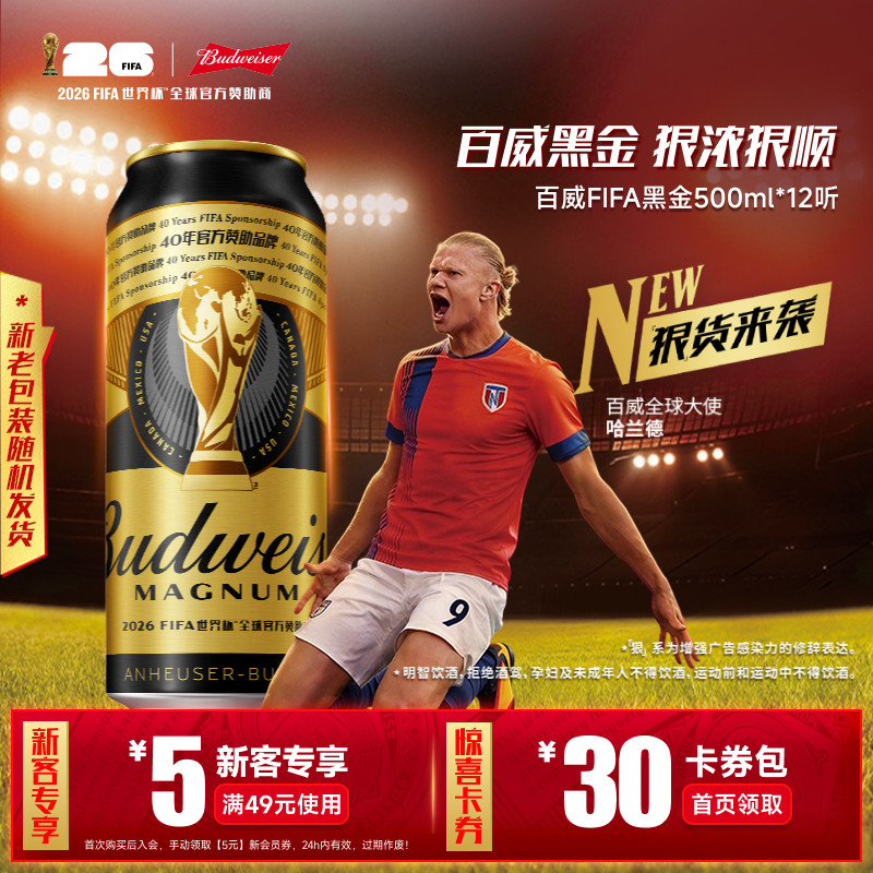 百威黑金啤酒500ml*12听
