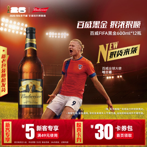 百威黑金深色拉格啤酒600ml*12瓶