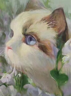 创意宠物动物油画 高级感装饰画水彩丙烯 美院画师纯手绘私人定制