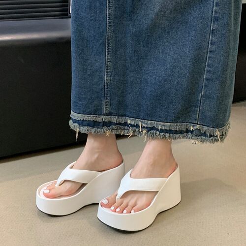 厚底凉拖鞋女夏20m24年时尚防滑度假沙滩鞋超高跟坡跟夹脚人字拖