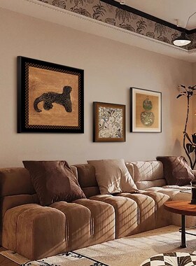 法式中古风客厅装饰画小众艺术轻奢复古挂画高级感沙发背景墙壁画