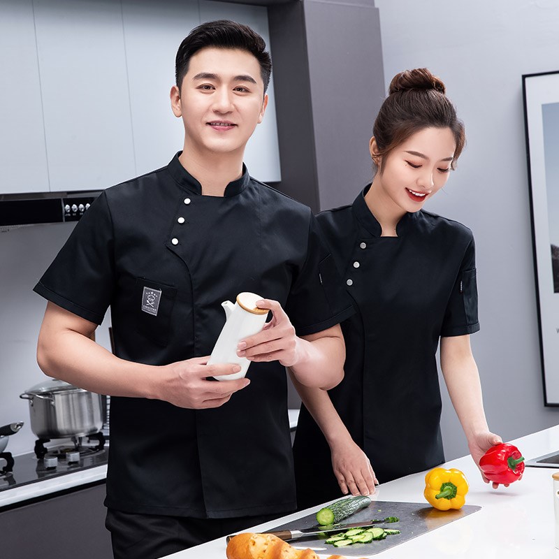 厨师工作服男装夏季短袖酒店餐饮食堂餐厅烘焙厨房防水衣服女定制图片