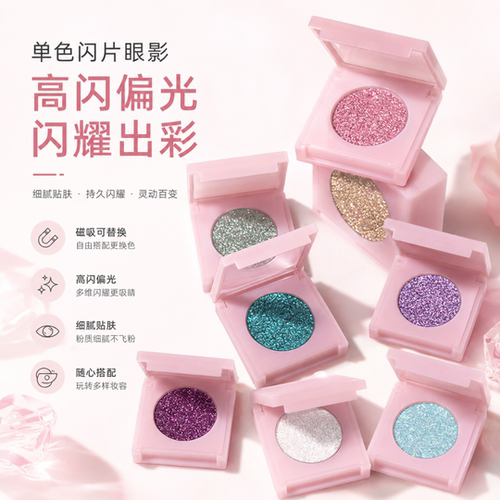WOSUPRE【爆闪】单色眼影偏光亮片爆闪珠光眼妆细闪高光便携眼影