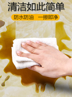 厨房防油贴纸防水自粘竈台台面加厚专用翻新耐高温大理石墙贴膜黄
