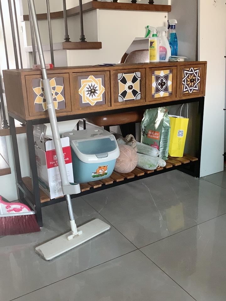 复古铁艺收纳架抽屉储物门厅边柜装饰斗柜实木中式彩绘阳台置物架