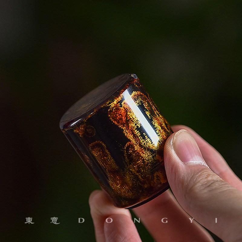 东意文房 中国风手工大漆黄铜实心镇纸天然漆器创意文镇书镇摆件
