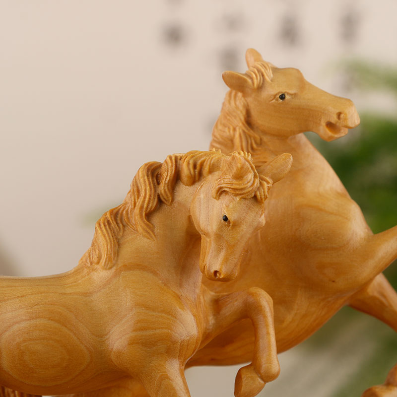 黄杨木雕刻工艺品家居装饰品动物生肖马摆件招财马到成功收藏送礼