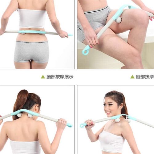 颈椎拉背条按摩器窄款颈背腰部舒缓经络加长手动滚轮后背脖子拉条