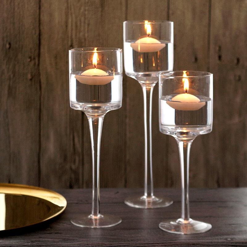 高脚玻璃烛台情人节浪漫烛光晚餐婚庆酒店餐厅宴会烛台无烟蜡烛杯