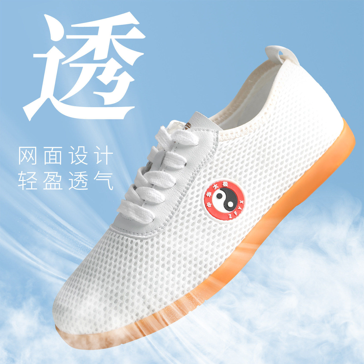 夏季太极鞋透气网面太极拳练功鞋女男夏天晨练太极运动布鞋牛筋底图片
