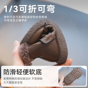 冬季款宝宝雪地靴加绒保暖马丁靴男女小童短靴P防滑软底婴幼儿鞋