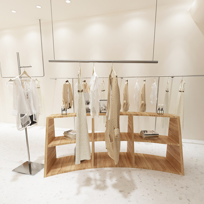 服装店展示架吊顶架悬挂女装店衣架钢丝绳吊杆橱窗装饰不锈钢吊架