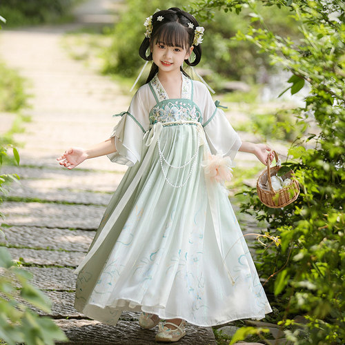 汉服女童2025夏款儿童古装超仙唐装中国风夏装女孩古风连衣裙夏季