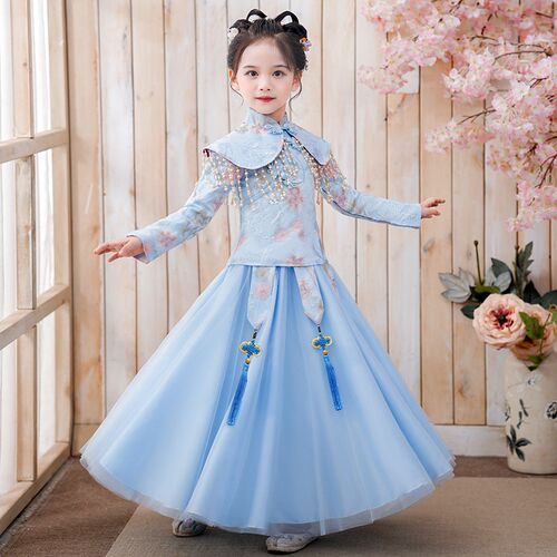 汉服女童春装2025新款儿童春季中国风唐装小女孩古风旗袍裙子古装
